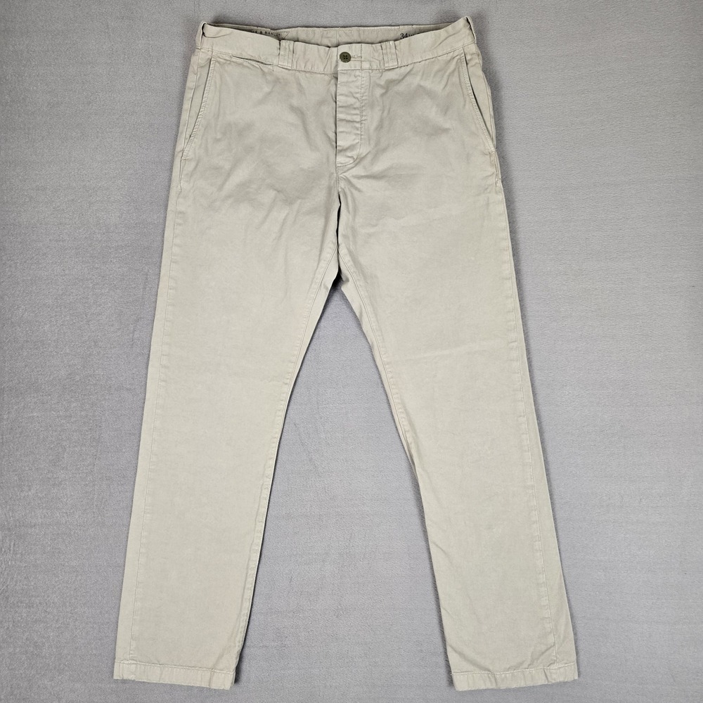 Wallace & Barnes Pants Mens 34x32 Green Tessuti di Sondrio Chino Button Fly